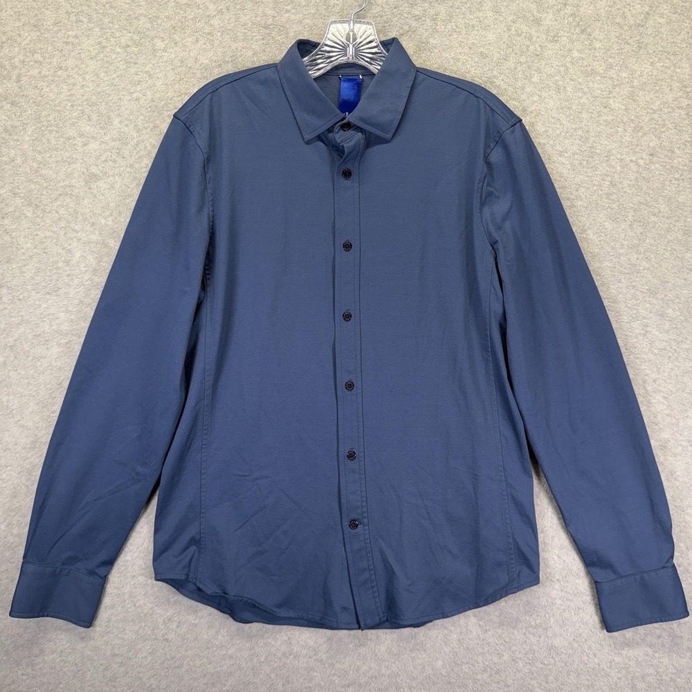 Kit And Ace Shirt Mens Small Blue Solid Button Up Long Sleeve Casual Office